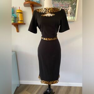 🐆 MISS CANDYFLOSS FEMME FATALE LEOPARD CHEETAH WIGGLE PINUP RETRO MADMEN DRESS